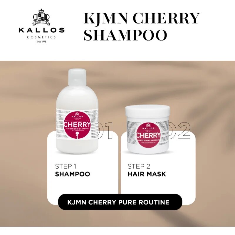 Kallos KJMN Professional Cherry hydratační šampon pro suché a poškozené vlasy 1000 ml