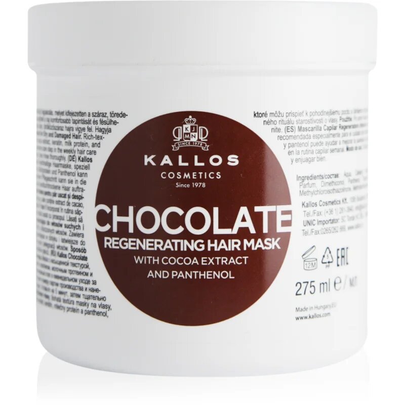 Kallos KJMN Professional Chocolate regenerační maska na vlasy 275 ml