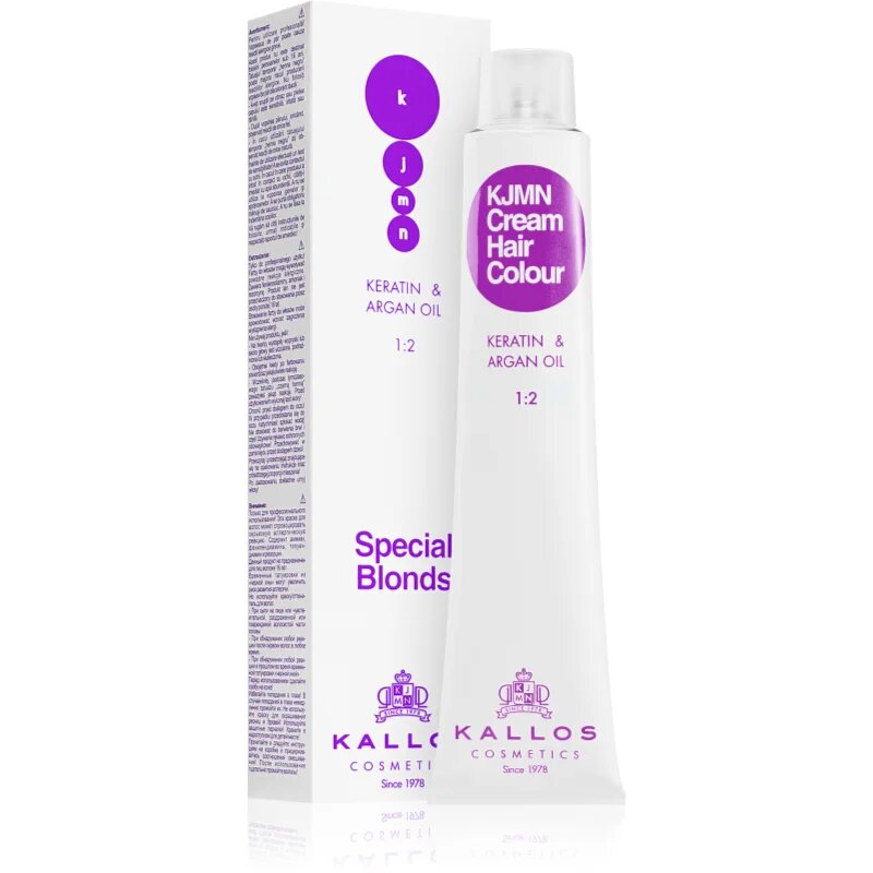 Kallos KJMN Professional Cream Hair Colour Keratin & Argan Oil barva na vlasy odstín 12.0 Special Ultra Blond 100 ml