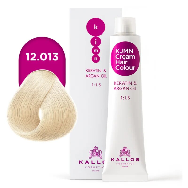 Kallos KJMN Professional Cream Hair Colour Keratin & Argan Oil barva na vlasy odstín 12.013 Special Ultra Beige Blond 100 ml