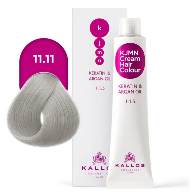Kallos KJMN Professional Cream Hair Colour Keratin & Argan Oil barva na vlasy s keratinem a arganovým olejem odstín 11.11 Very Light Blonde 100 ml