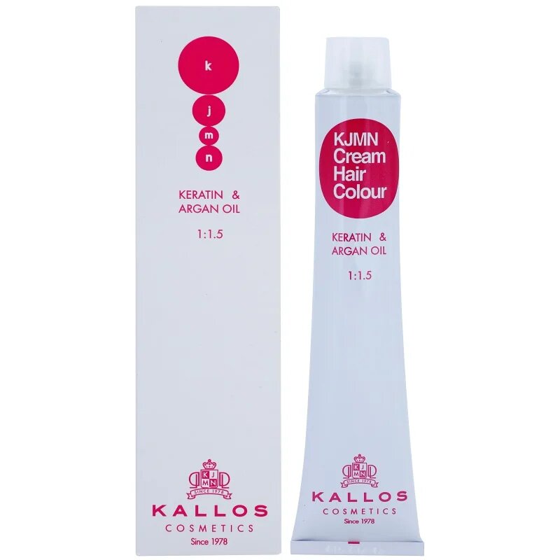 Kallos KJMN Professional Cream Hair Colour Keratin & Argan Oil barva na vlasy s keratinem a arganovým olejem odstín 6.35 Dark Golden Mahogany Blond 10