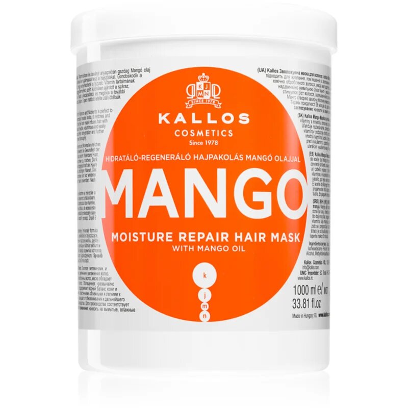 Kallos KJMN Professional Mango posilující maska s mangovým olejem 1000 ml