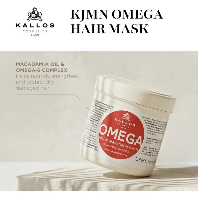 Kallos KJMN Professional Omega vyživující maska na vlasy s omega 6 komplexem a makadamia olejem 1000 ml