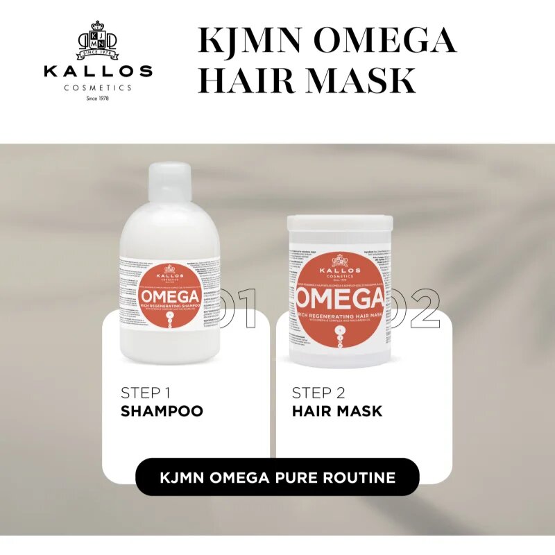 Kallos KJMN Professional Omega vyživující maska na vlasy s omega 6 komplexem a makadamia olejem 1000 ml