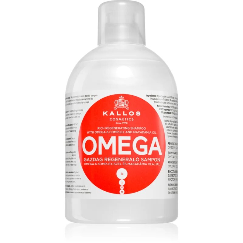 Kallos KJMN Professional regenerační šampon s omega 6 komplexem a makadamia olejem 1000 ml