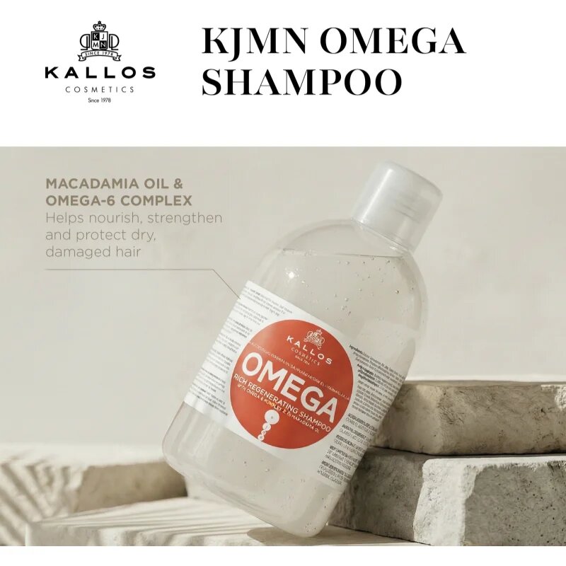 Kallos KJMN Professional regenerační šampon s omega 6 komplexem a makadamia olejem 1000 ml