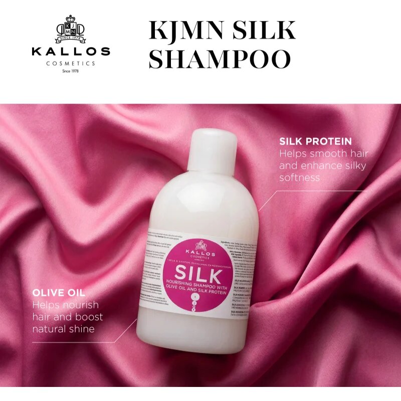 Kallos KJMN Professional Silk hedvábně jemný šampon pro suché a zcitlivělé vlasy 1000 ml