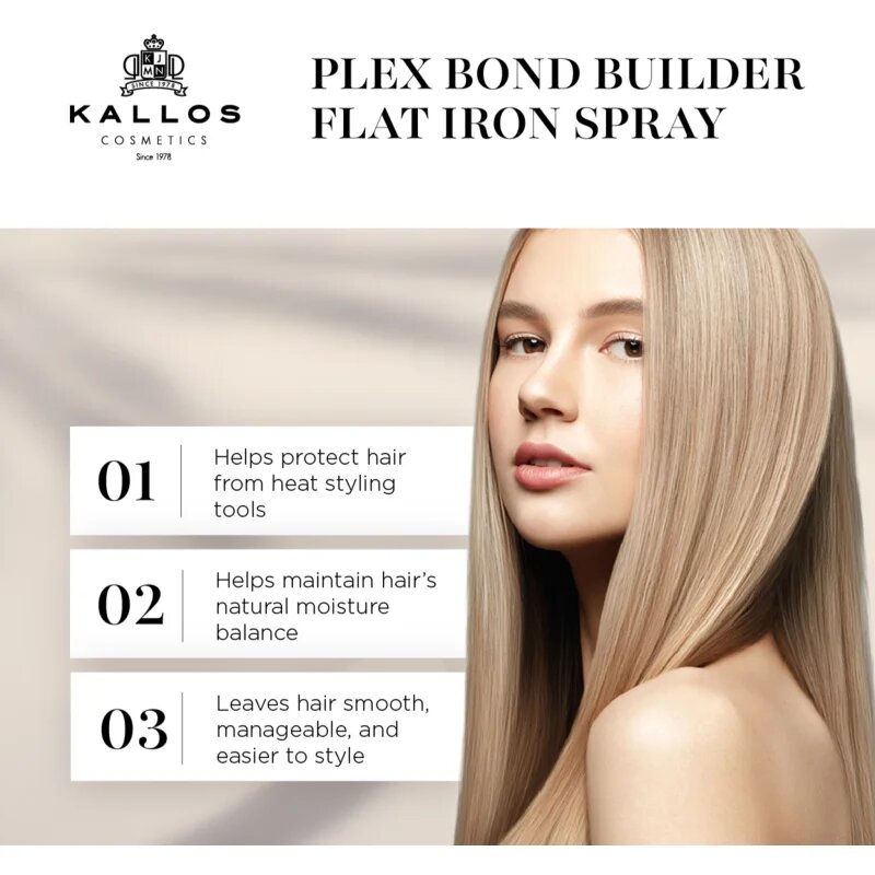 Kallos Plex Flat Iron Spray termoochranný sprej pro úpravu žehličkou a kulmou pro poškozené chemicky ošetřené vlasy 200 ml