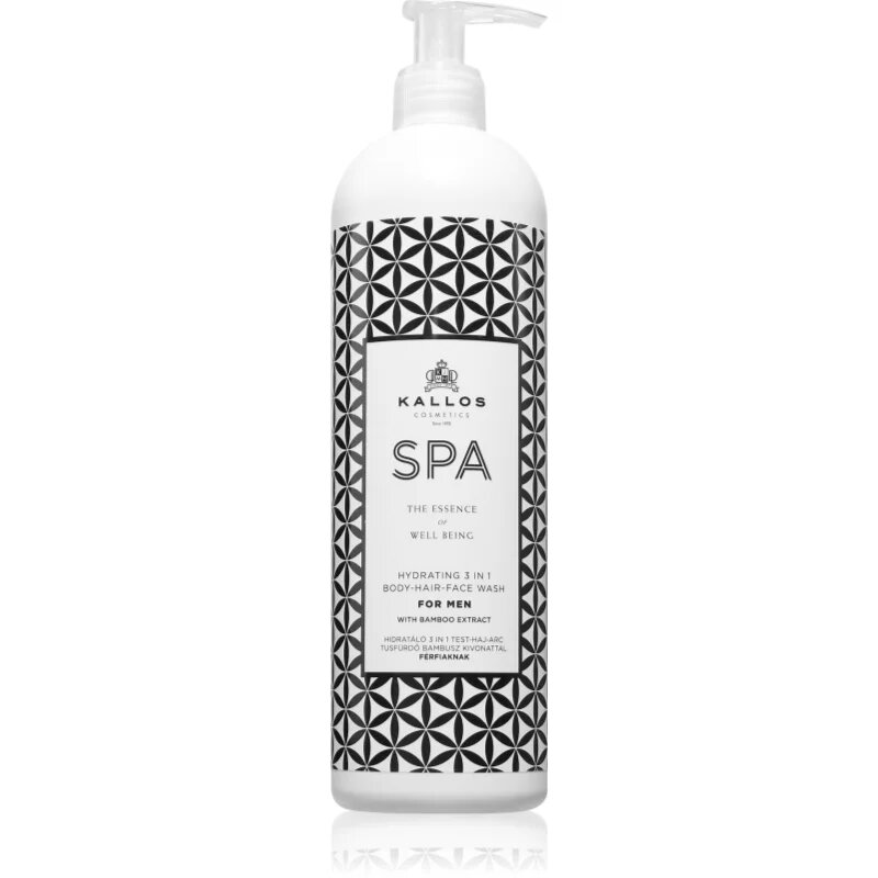 Kallos Spa Hydrating hydratační sprchový gel na obličej tělo a vlasy pro muže 500 ml