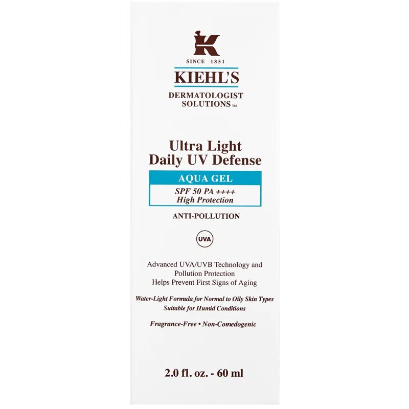 Kiehl's Dermatologist Solutions Ultra Light Daily UV Defense Aqua Gel SPF 50 PA++++ ultra lehký ochranný fluid pro všechny typy pleti včetně citlivé S