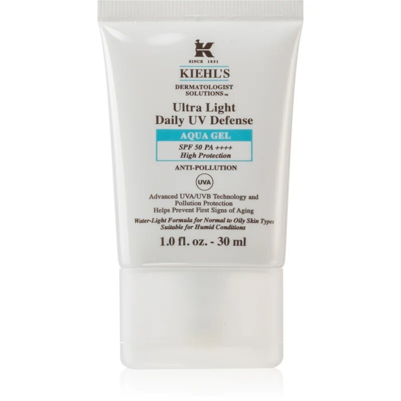 Kiehl's Dermatologist Solutions Ultra Light Daily UV Defense Aqua Gel SPF 50 PA++++ ultra lehký ochranný fluid pro všechny typy pleti včetně citlivé S
