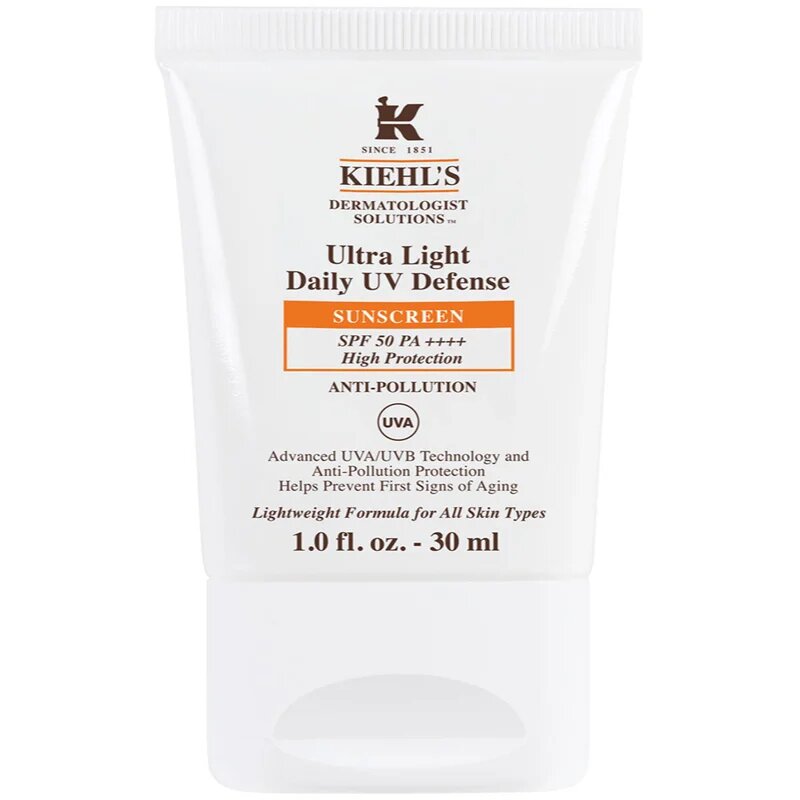 Kiehl's Ultra Light Daily UV Defense ultra lehký ochranný fluid pro všechny typy pleti včetně citlivé SPF 50+ 30 ml