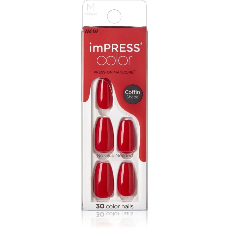 KISS imPRESS Color Medium umělé nehty Reddy or Not 30 ks