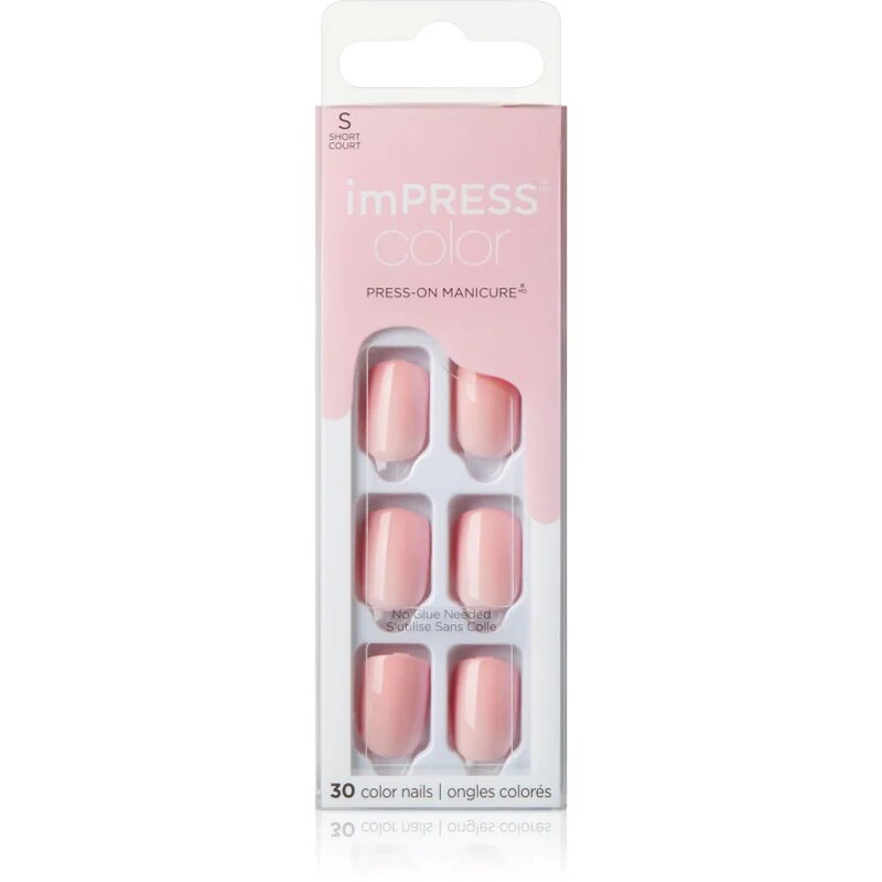 KISS imPRESS Color Short umělé nehty samolepicí Pick Me Pink 30 ks