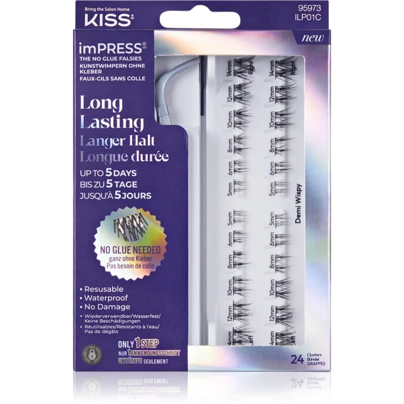 KISS imPRESS LongLasting samolepící trsové řasy 01 20 ks