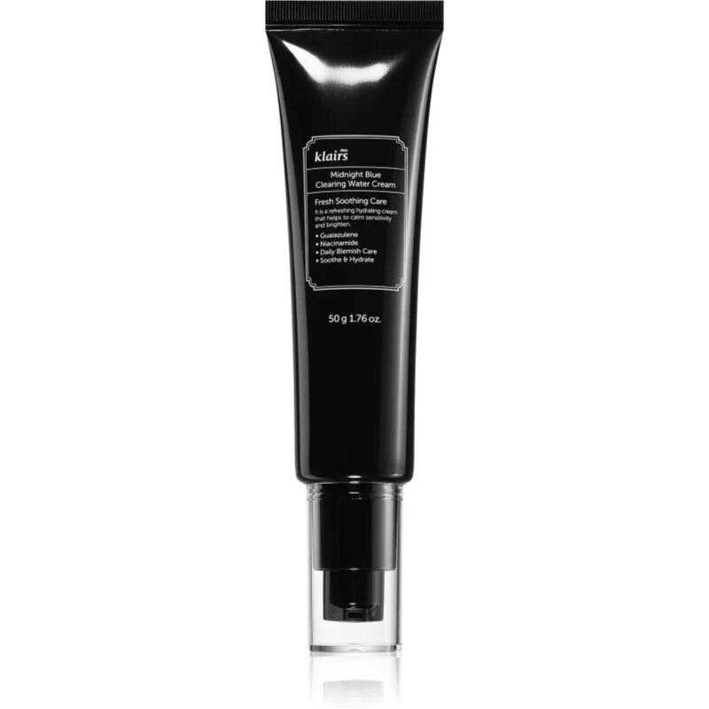 Klairs Midnight Blue Clearing Water Cream lehký hydratační krém pro rozjasnění a vyhlazení pleti 50 g