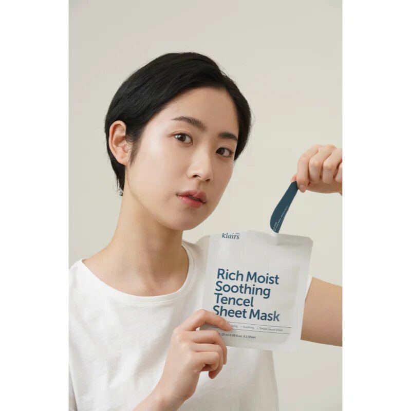 Klairs Rich Moist Soothing Tencel Sheet Mask zklidňující plátýnková maska s hydratačním účinkem 25 ml