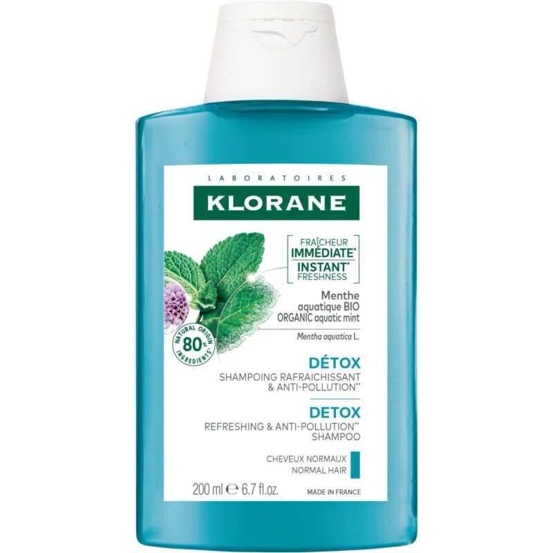 Klorane Bio Máta Vodní čisticí detoxikační šampon pro normální vlasy 200 ml