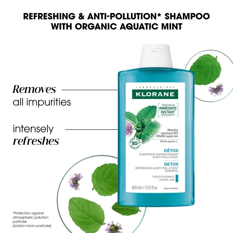 Klorane Bio Máta Vodní čisticí detoxikační šampon pro normální vlasy 200 ml