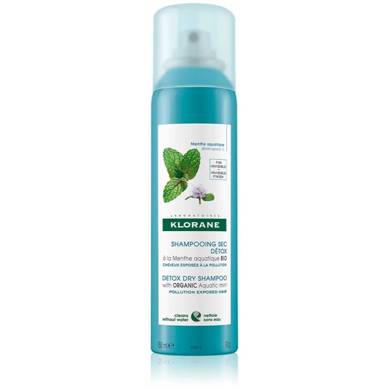 Klorane Bio Máta Vodní suchý šampon pro vlasy vystavené znečištěnému ovzduší 150 ml