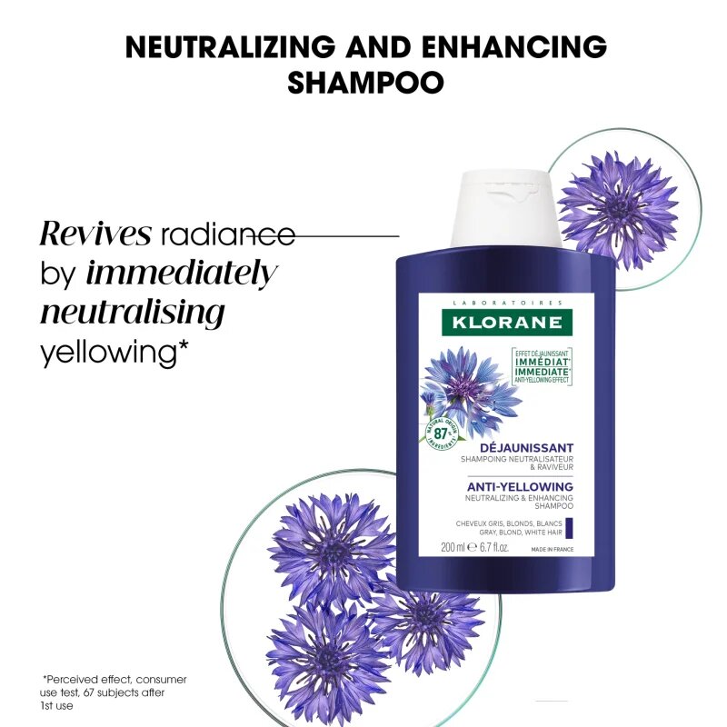 Klorane Chrpa Bio šampon neutralizující žluté tóny 200 ml