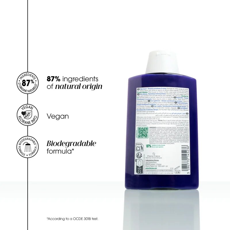 Klorane Chrpa Bio šampon neutralizující žluté tóny 200 ml