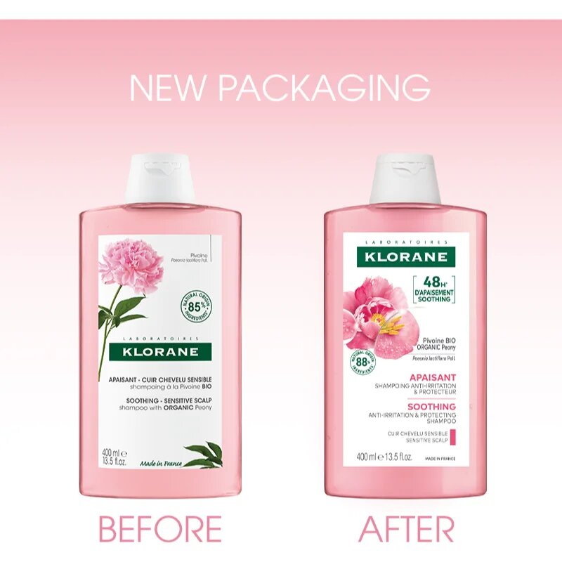Klorane Pivoňka Soothing Sensitive Hair Scalp Shampoo šampon pro citlivou pokožku hlavy 400 ml