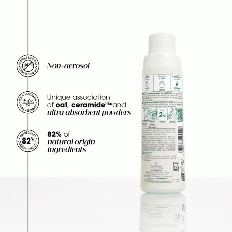 Klorane ULTRA-GENTLE Dry Shampoo with Oat Milk suchý šampon bez aerosolu pro všechny typy vlasů 50 g