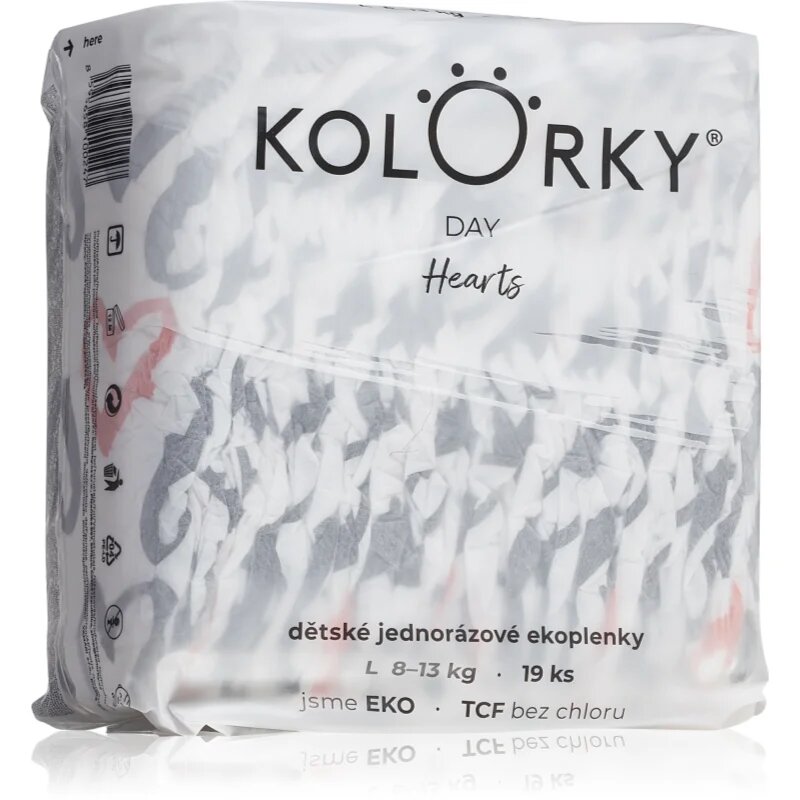 Kolorky Day Hearts jednorázové pleny velikost L 8-13 kg 19 ks