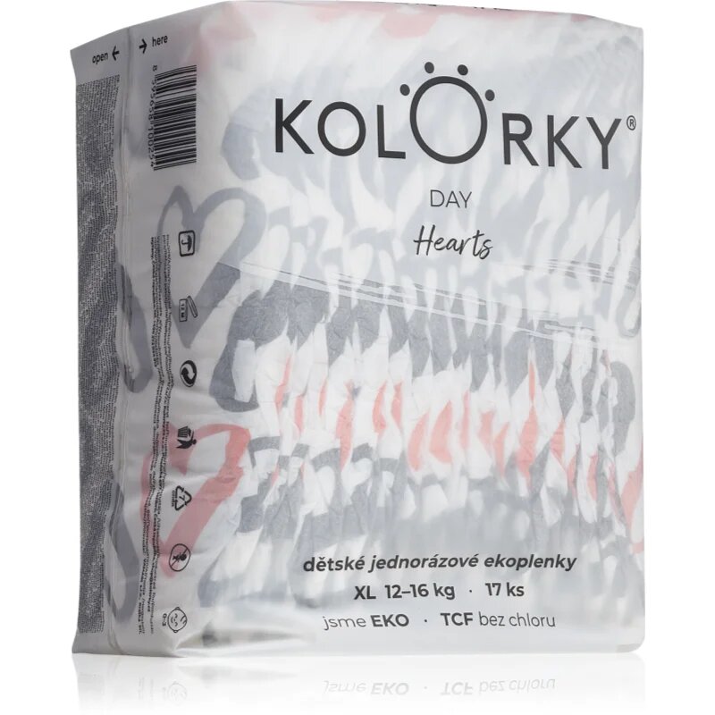 Kolorky Day Hearts jednorázové pleny velikost XL 12-16 Kg 17 ks