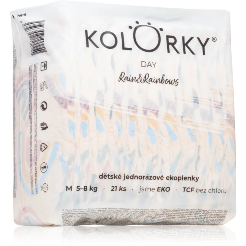 Kolorky Day Rain&Rainbow jednorázové EKO pleny velikost M 5-8 Kg 21 ks