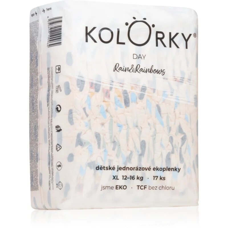 Kolorky Day Rain&Rainbow jednorázové pleny velikost XL 12-16 Kg 17 ks