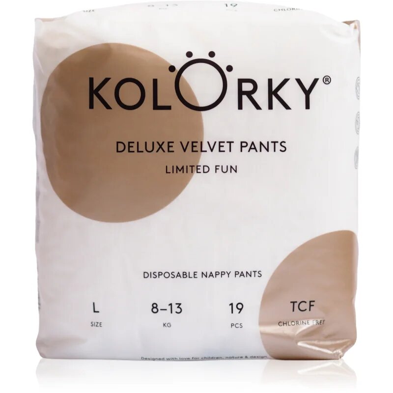Kolorky Deluxe Velvet Pants Limited Fun plenkové kalhotky jednorázové velikost L 8-13 kg 19 ks
