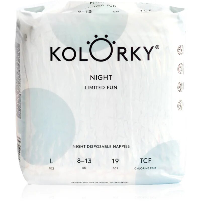 Kolorky Night Limited Fun jednorázové pleny na noc velikost L 8-13 kg 19 ks