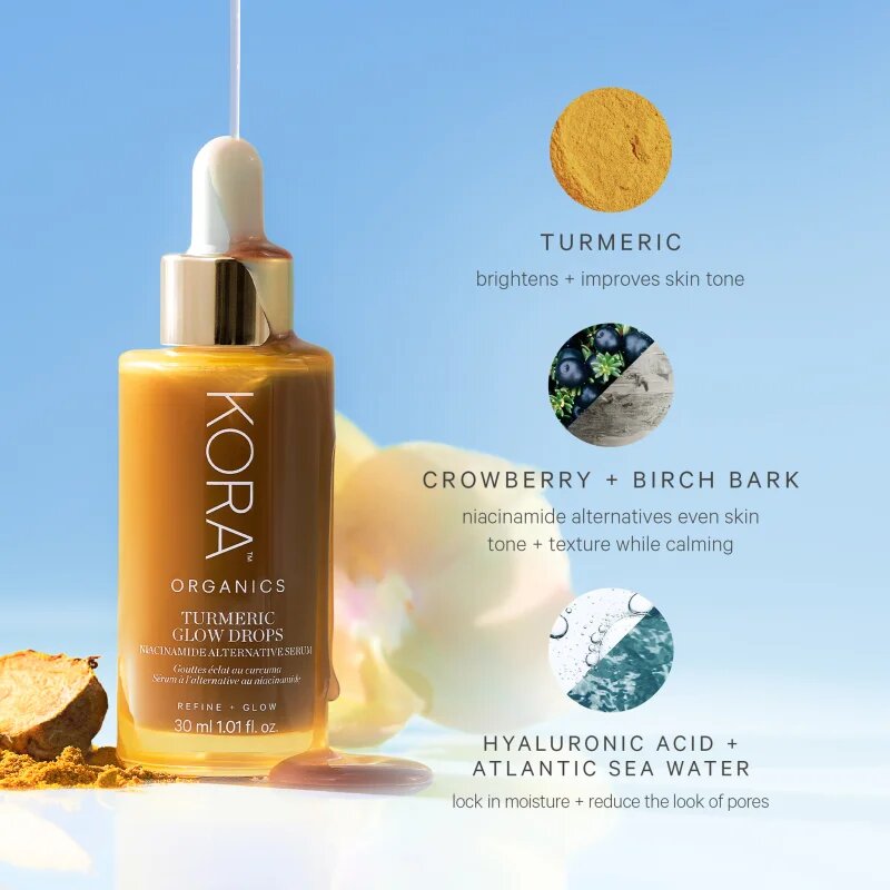 Kora Organics Turmeric Glow Drops rozjasňující sérum s niacinamidem 30 ml
