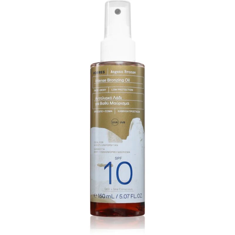 Korres Aegean Bronze olej na opalování pro zvýraznění opálení SPF 10 150 ml