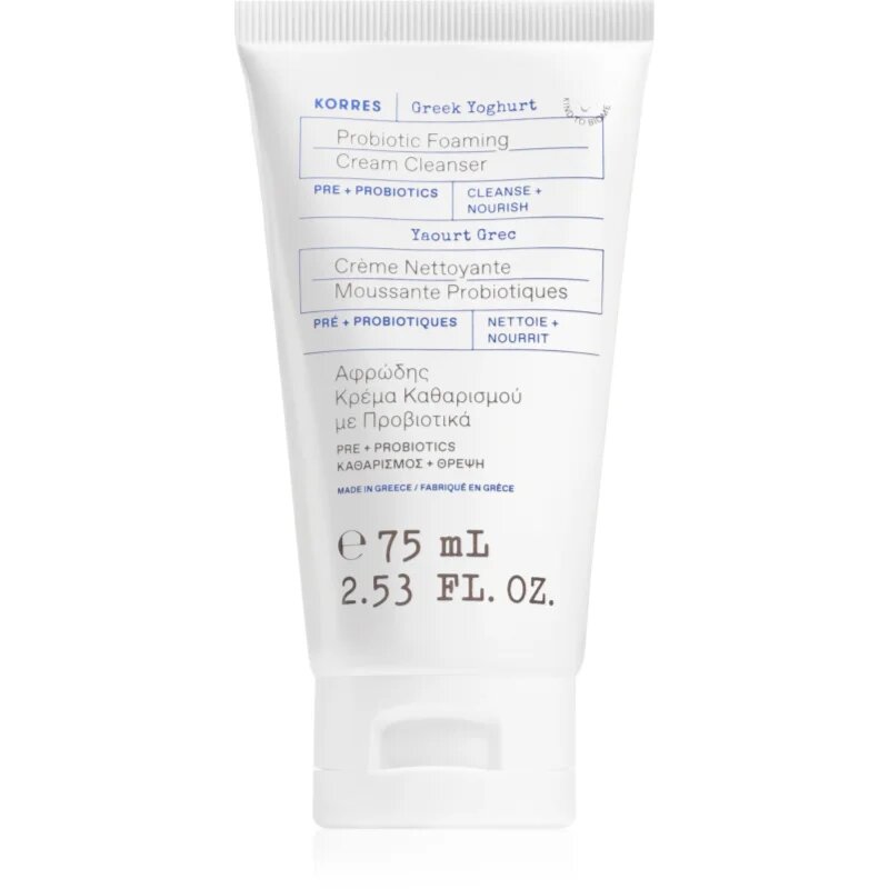 Korres Greek Yoghurt Probiotic Foaming Cream Cleanser krémová čisticí pěna s probiotiky 75 ml