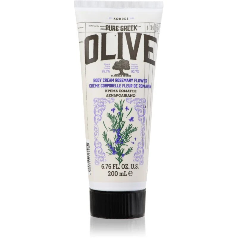 Korres Pure Greek Olive & Rosemary Flower hydratační tělový krém s olivovým olejem 200 ml