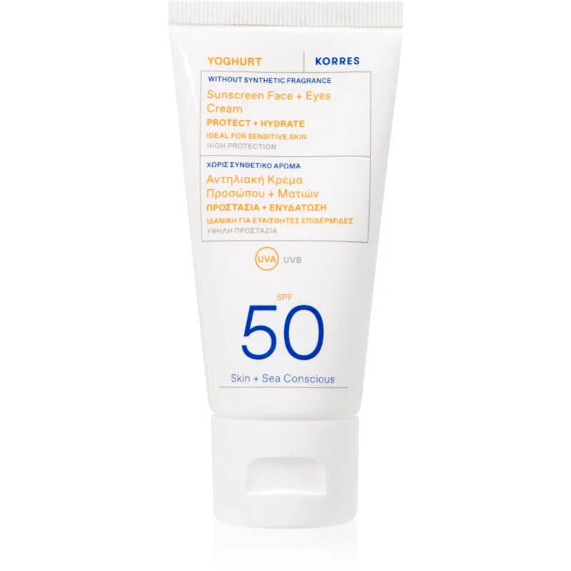 Korres Yoghurt Sunscreen ochranný krém na obličej a oční okolí SPF 50 50 ml