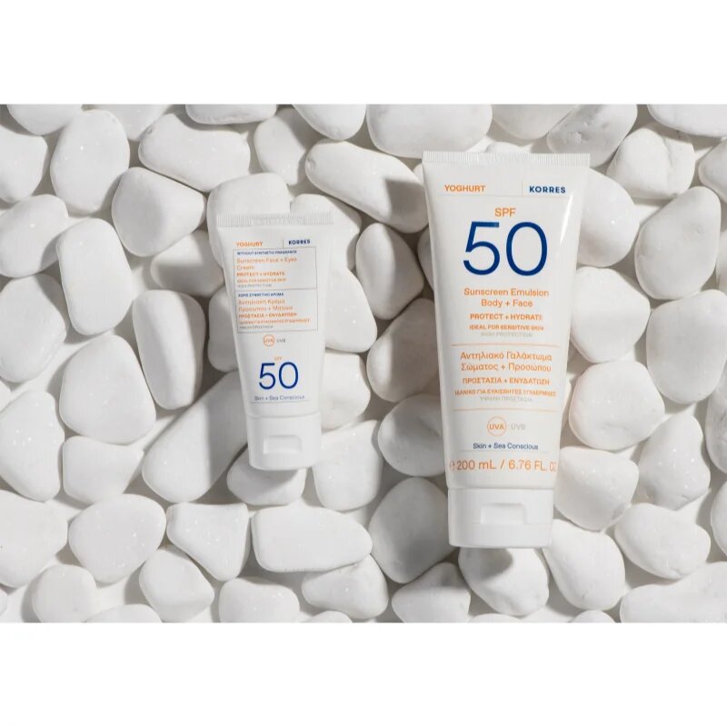 Korres Yoghurt Sunscreen ochranný krém na obličej a oční okolí SPF 50 50 ml