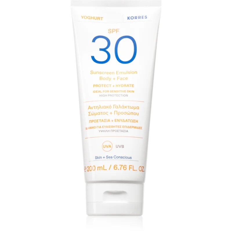 Korres Yoghurt Sunscreen opalovací emulze na obličej a tělo SPF 30 200 ml
