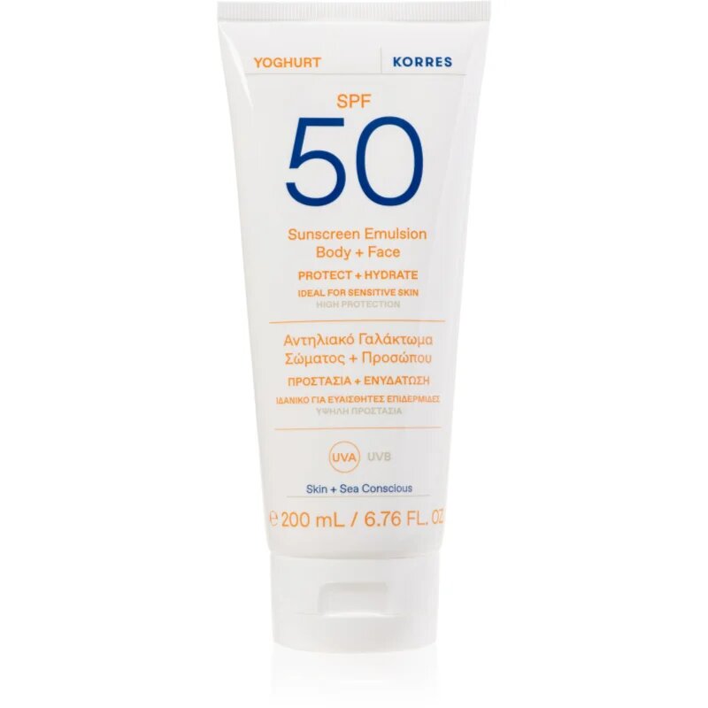 Korres Yoghurt Sunscreen opalovací emulze s hydratačním účinkem SPF 50 200 ml