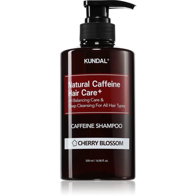KUNDAL Caffeine Shampoo Cherry Blossom hloubkově čisticí přírodní šampon proti vypadávání vlasů 500 ml