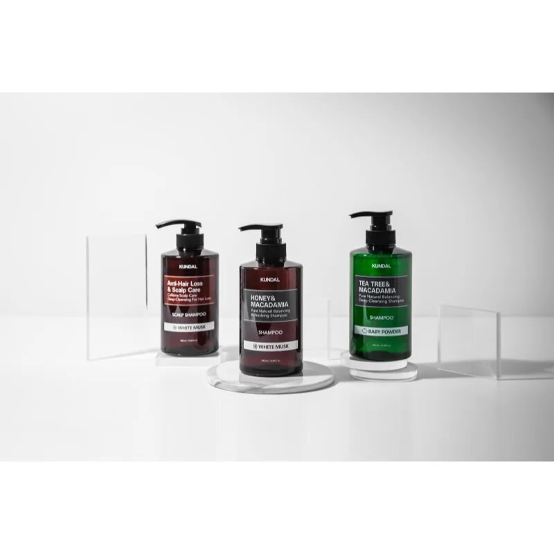 KUNDAL Caffeine Shampoo White Musk hloubkově čisticí přírodní šampon proti vypadávání vlasů 500 ml