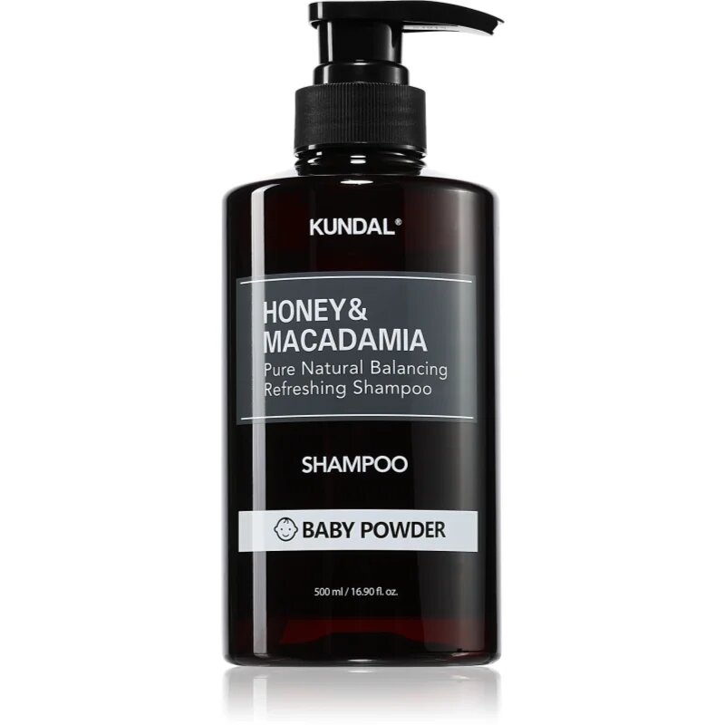 KUNDAL Honey & Macadamia Baby Powder přírodní šampon pro suché a poškozené vlasy 500 ml