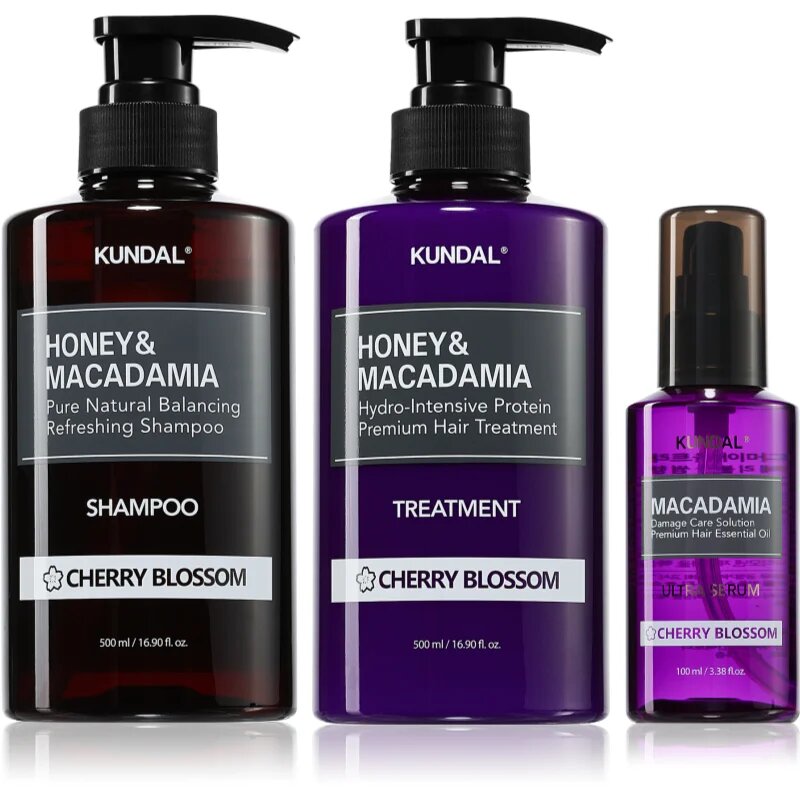 KUNDAL Honey & Macadamia Cherry Blossom sada pro suché a poškozené vlasy