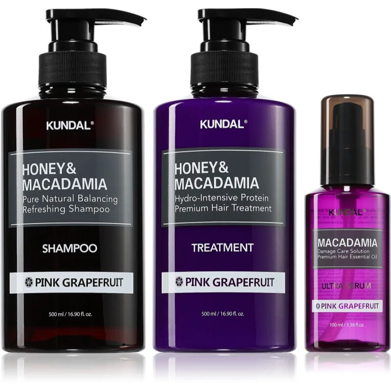 KUNDAL Honey & Macadamia Pink Grapefruit sada pro suché a poškozené vlasy