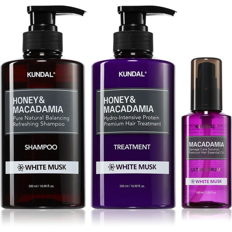 KUNDAL Honey & Macadamia White Musk sada pro suché a poškozené vlasy