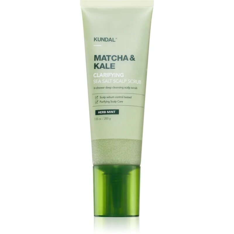 KUNDAL Matcha & Kale Herb Mint čisticí peeling na vlasy a vlasovou pokožku 200 g